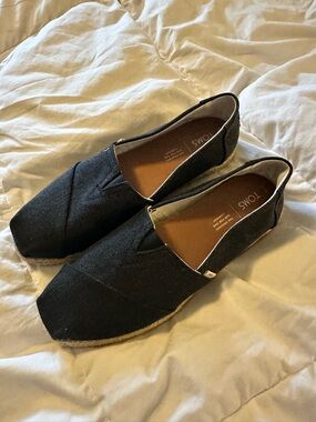 Toms Black Canvas Slip-On Espadrilles